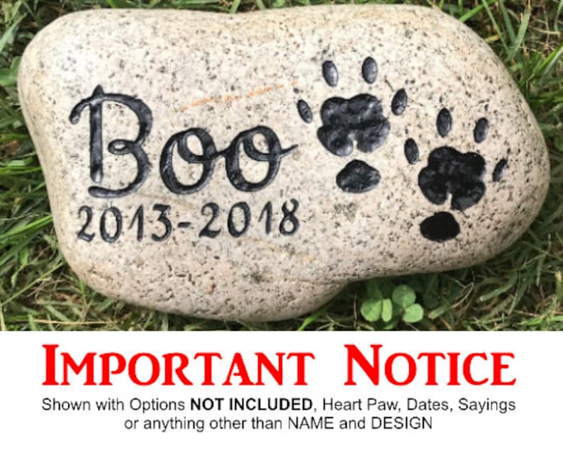 GUINEA PIG HAMSTER Gerbil Memorial Stone 9/10or 7/8 approx. sizes Engraved&Personalized Name add Date, Sm.Heart Free Shipping image 9