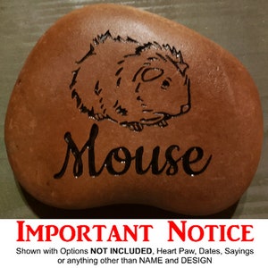 GUINEA PIG HAMSTER Gerbil Memorial Stone 9/10or 7/8 approx. sizes Engraved&Personalized Name add Date, Sm.Heart Free Shipping image 10