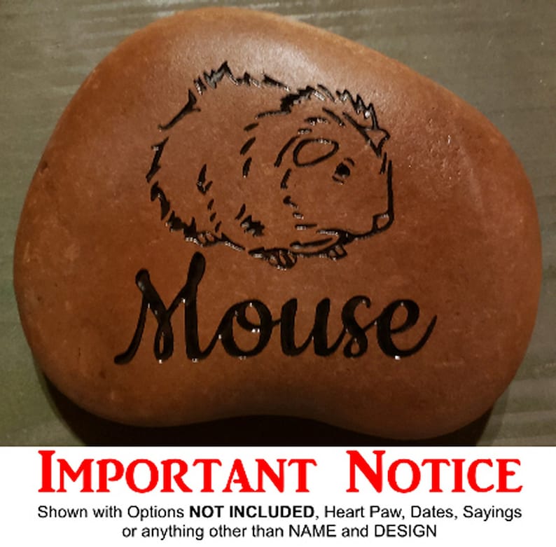 GUINEA PIG HAMSTER Gerbil Memorial Stone 9/10or 7/8 approx. sizes Engraved&Personalized Name add Date, Sm.Heart Free Shipping image 10