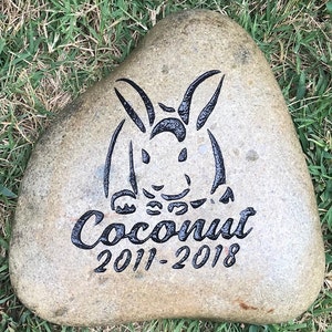 Pet, Rabbit Memorial Stone between 9/10or 7/8 Customized Engraved River Stone, Indoor Outdoor, Grave Burial Marker, Bunny, LOP, Cat Dog image 7