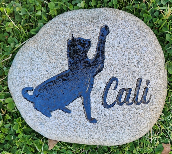 Cat Memorial Stone, Cat Silhouette, Pet Memorial Stone, Cat Outline Outdoor, Grave Burial Marker,  3 Sizes and Options, Free Shipping