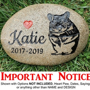 GUINEA PIG HAMSTER Gerbil Memorial Stone 9/10or 7/8 approx. sizes Engraved&Personalized Name add Date, Sm.Heart Free Shipping image 7