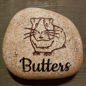 GUINEA PIG HAMSTER Gerbil Memorial Stone 9/10or 7/8 approx. sizes Engraved&Personalized Name add Date, Sm.Heart Free Shipping image 4