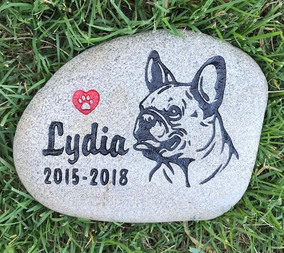 Personalized Any Breed Pet Memorial Stone, 9”/10” Engraved Name & Saying, French Bulldog, Any Breed Dog, Canine, 150+ Designs, FREE SHIPPING