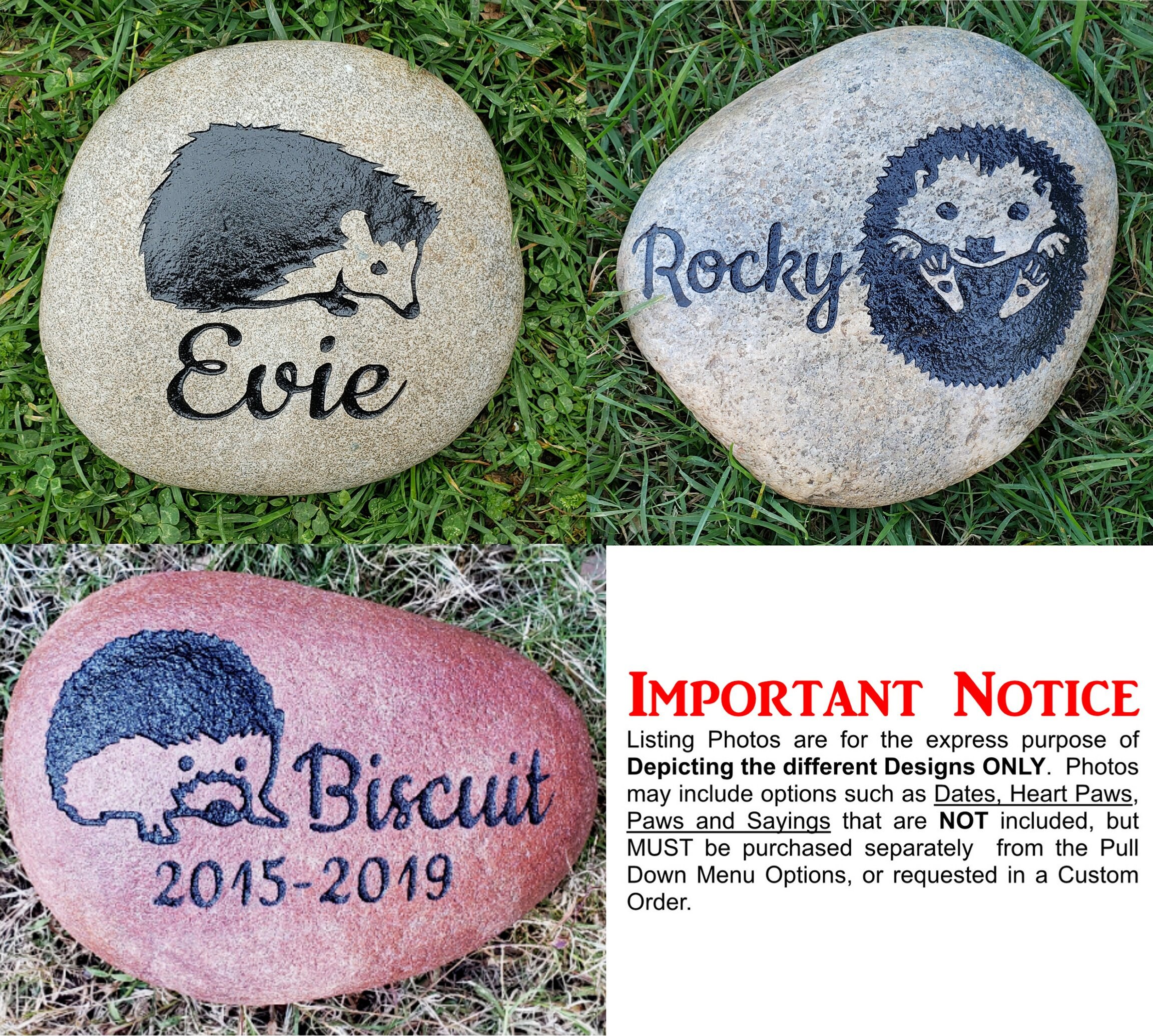 Pet Burial Marker Hedgehog Memorial Stone Memory Stones 