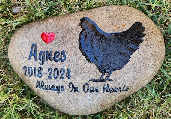 Chicken Pet Memorial Stone, Rooster, Hen, Cock, Silkie, Chick, Outdoor, Grave Burial Marker, 3 Sizes and Options, Free Shipping