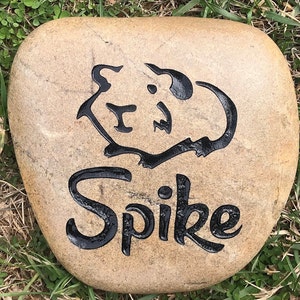 GUINEA PIG HAMSTER Gerbil Memorial Stone 9/10or 7/8 approx. sizes Engraved&Personalized Name add Date, Sm.Heart Free Shipping image 8