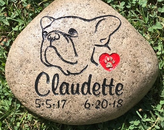 ANY BREED Dog  Memorial Stone 9”/10” or 7”/8&quot; (approx size) Engraved with Name Option to add Saying - Forever Loved, Date and Heart-Paw