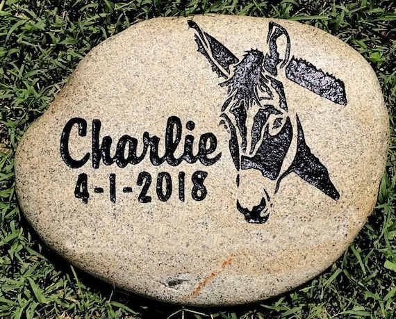 Personalized Pet Memorial Stone, 9”- 10” or 7”- 8”,Engraved, Burial Grave Marker, Donkey, Mule, Burro, Equine, FREE SHIPPING