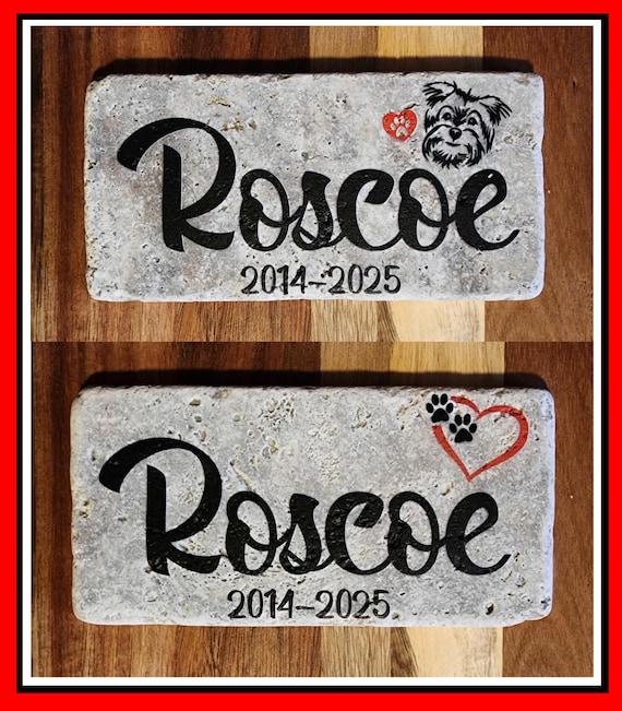 Pet Memorial Tile, UV Printed, Natural Stone Tile, 6"x 3", Name Design and Date Printed, Free Shipping