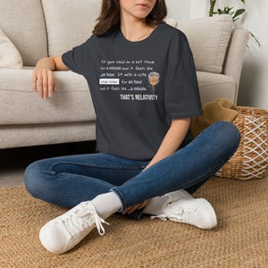 Personalize it! Einstein Relativity Quote Cartoon T-Shirt | Geek Customizable Science Tee