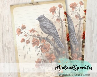 Gothic Raven Letter Writing Paper Sheets