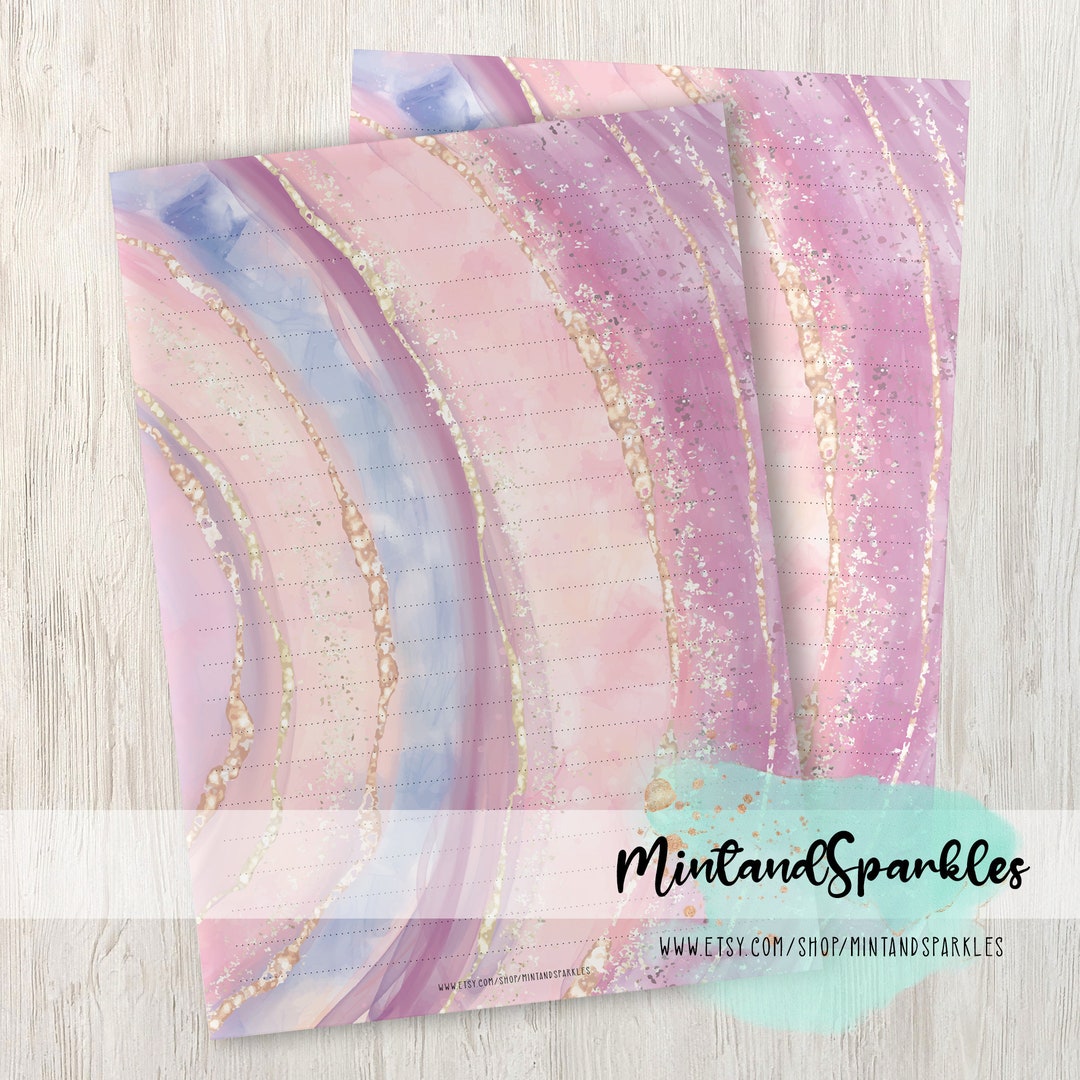 Pastel Gold Geode Letter Writing Paper Sheets - Etsy