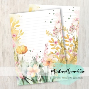 Hojas de papel para escribir cartas con flores de primavera