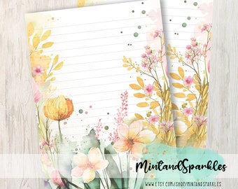 Spring Time Flowers Letter Writing Paper Sheets