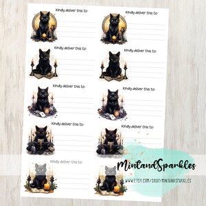 Black Cat Reading Tarot Cards PDT Stickerlabels