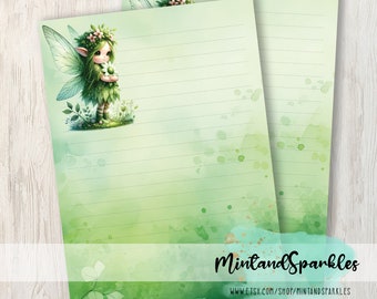 Enchanting Green Fairy Letter Writing Paper Sheets