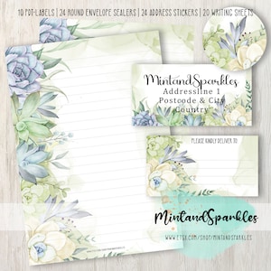 Conjunto de suculentas folhas de papel para escrever cartas