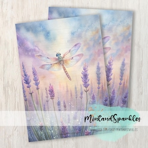 Lavender Dragonfly Letter Writing Paper Sheets