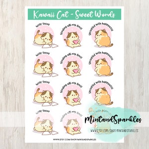 Stickervel Kawaii Cat - Lieve woorden