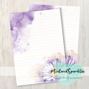 Fogli di carta da lettere con fiori di margherita ad acquerello
