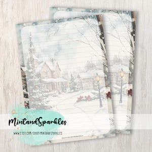 Hojas de papel para escribir cartas de la ciudad de invierno victoriana