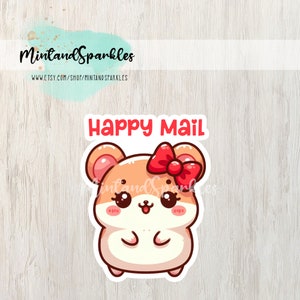 Schattige kleine hamster met rode strikstickers