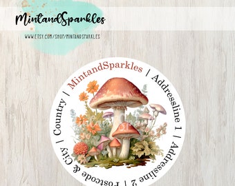 Mystieke Paddestoelen Ronde Adresstickers