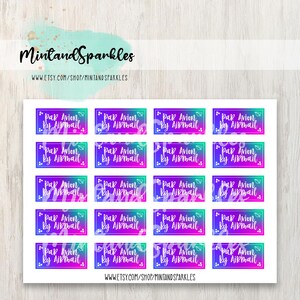 Par Avion - Stickers rectangulaires colorés par avion