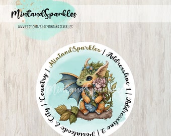 Bos Draak Ronde Adresstickers