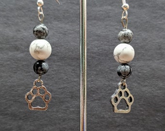 Pendientes Huella y Piedra Natural