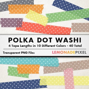 Polka Dot Digital Washi Tape - design element, scrapbooking supply, digital or printable, bright colors, blog elements, transparent png