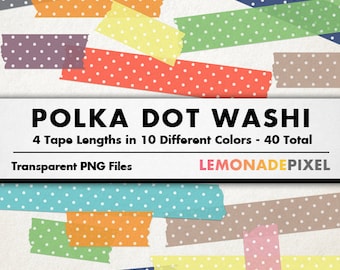 Nastro Washi digitale a pois - elemento di design, materiale per scrapbooking, digitale o stampabile, colori vivaci, elementi del blog, png trasparente