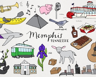 Memphis Tennessee Clipart Set