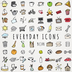 Everyday Items Clipart Set - clipart for planner stickers, chores clip art, printable planner stickers, everyday objects, icons clip art