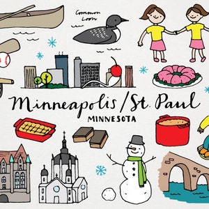 Minneapolis St. Paul Minnesota Clipart Set