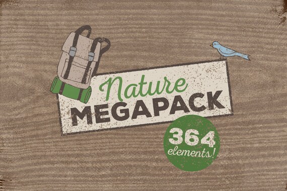 Nature Clipart MEGAPACK! Camping clipart, wilderness clipart, hand drawn illustrations, bear fox animals tent mountains s'more backpacking