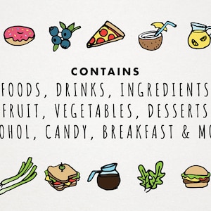 Food Icons Clip Art - hand drawn clipart, foodie icons, food illustrations, instant download, commercial license, fruits vegetables drinks image 2