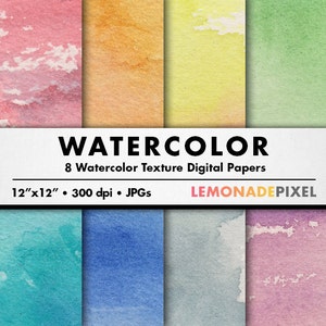 Watercolor Digital Paper - instant download, watercolor paper, watercolor texture, digital watercolor, rainbow paper, scrapbooking elements