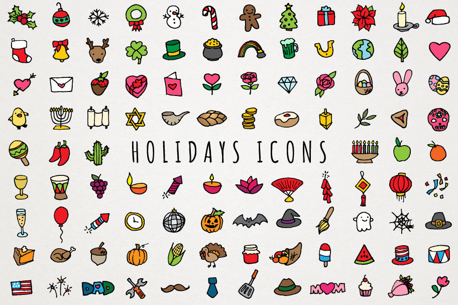 Holiday Icons Clipart Set All Holidays, Christmas Icons, Hanukkah Icons,  Halloween, St Patrick's Day, Valentine's Day, Diwali, Kwanzaa - Etsy