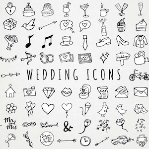 B&W bruiloft pictogrammen clipart-hand getrokken clipart, bruiloft illustraties, doodle pictogrammen diy bruiloften, bruiloft illustraties, uitnodiging ontwerp B+W