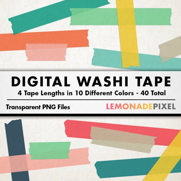 Digital Washi Tape - Art Supply & Design Elements, digital scrapbooking, bright washi tape clipart, digital collage sheet, diy and craft