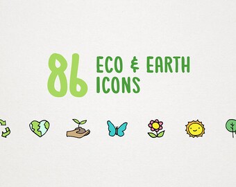 Eco Earth Icons Clipart Set - Green Icons, Recycling Icons
