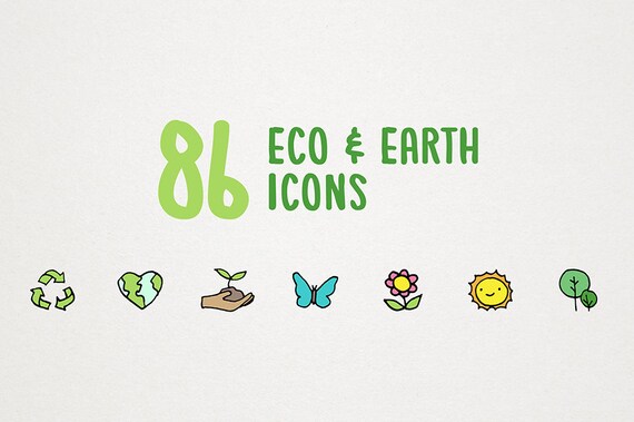 Eco Earth Icons Clipart Set - Green Icons, Recycling Icons