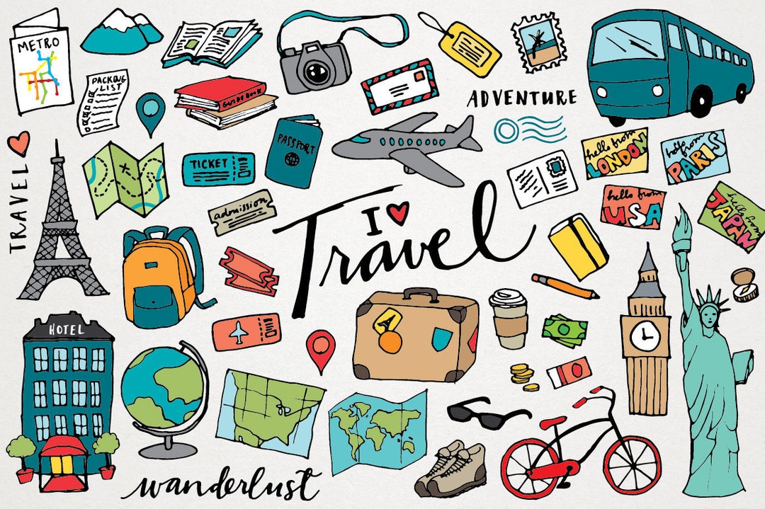 Travel Clipart - Hand Drawn Illustrations, Digital Download, Vacation Clipart, See the World Clip Art, Instant Download, Design Resource - Etsy travel-clipart-hand-drawn-illustrations-digital-download-vacation-clipart-see-the-world-clip-art-instant-download-design-resource-etsy