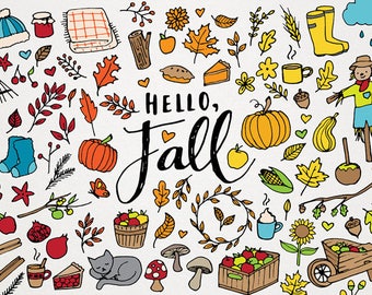Cozy Autumn Bundle - Fall Clipart, Autumn Illustrations
