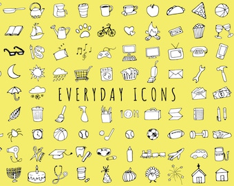 Everyday Items Clipart Set [Black & White Version] - clipart for planner stickers, chores clip art, printable stickers, everyday objects B+W