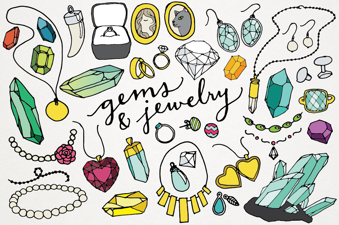 Gems and Jewelry Clipart & Logos Gems Clipart, Jewels Clip Art, Rocks and  Minerals, Necklaces, Rings, Logo Design, Instant Download 