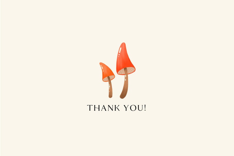 Puede incluir: Dos setas naranjas con tallos marrones. El texto "THANK YOU!" est&aacute; debajo de las setas.