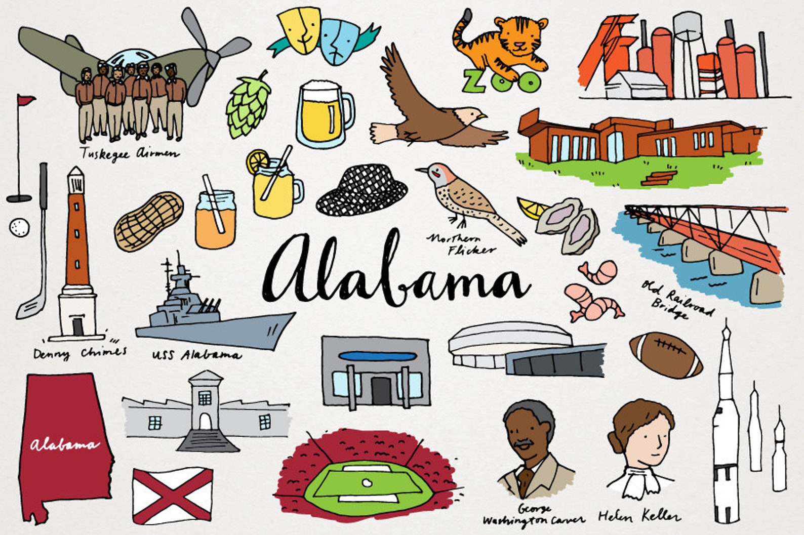 Alabama State Clipart Set Etsy Ireland